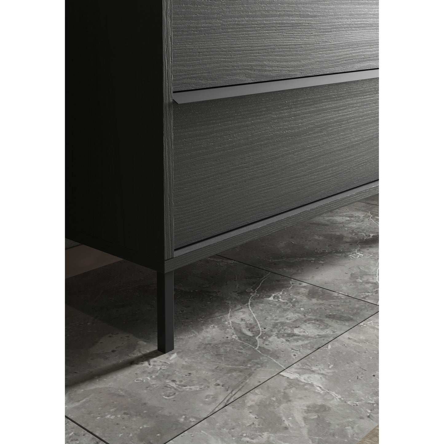 Verona Black Oak 2 Drawer 1050mm Free Standing Vanity Unit with Basin - FurniComp