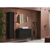 Verona Black Oak 2 Drawer 920mm Wall Hung Vanity Unit with Basin - FurniComp