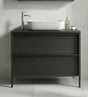 Verona Black Oak 2 Drawer 790mm Free Standing Vanity Unit with Basin - FurniComp
