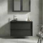 Verona Black Oak 2 Drawer 790mm Wall Hung Vanity Unit with Basin - FurniComp