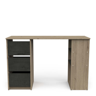 Victor 3 Drawer Black and Royal Oak Office Desk - FurniComp