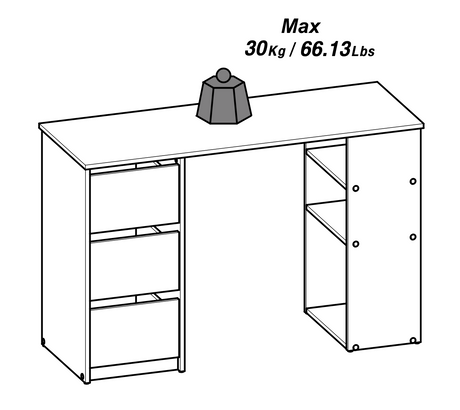 Victor 3 Drawer Black and Royal Oak Office Desk - FurniComp