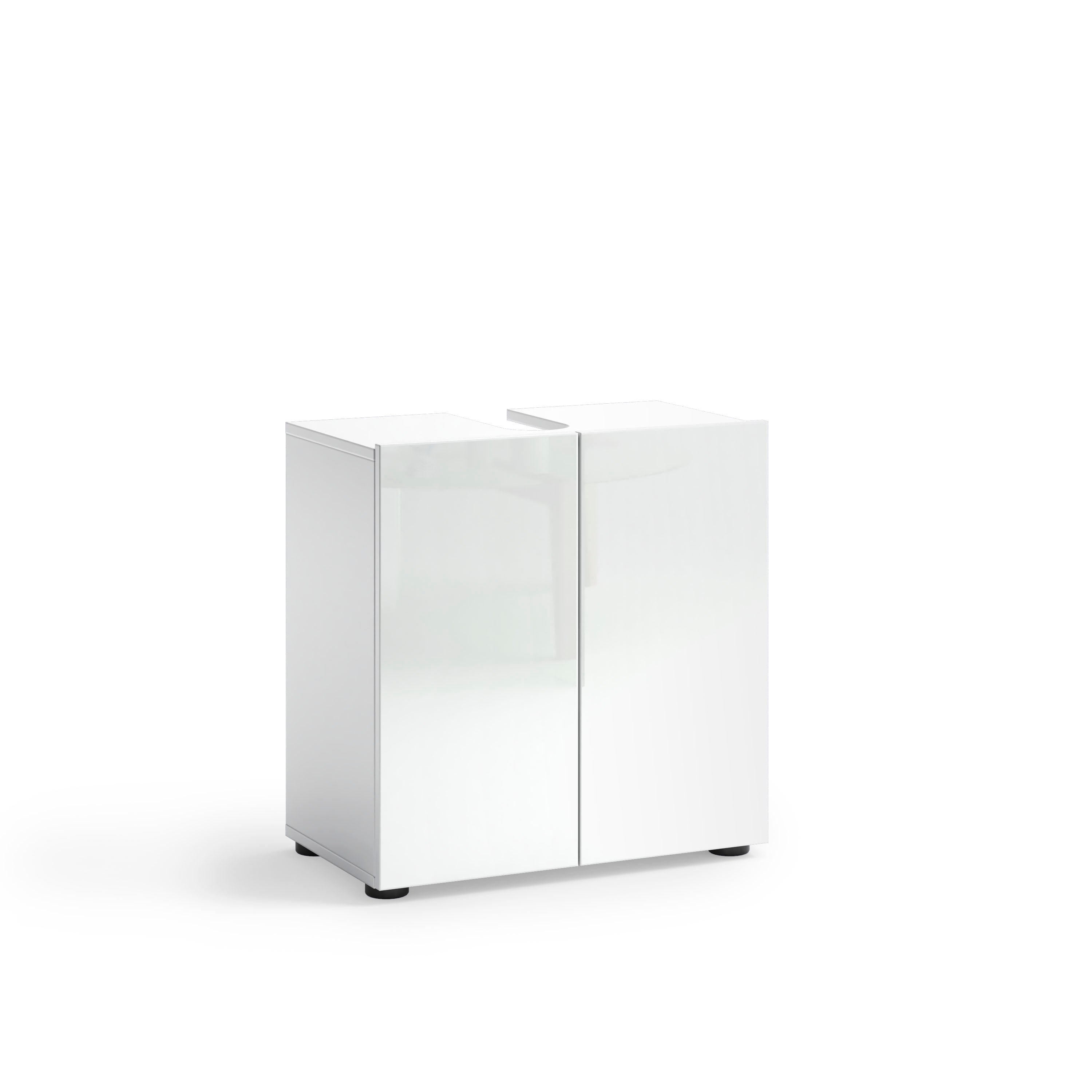 Vida 2 Door 600mm White Gloss Free Standing Under Sink Bathroom Cabinet - FurniComp