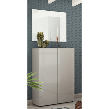 Vida 2 Door 80cm Grey Gloss 25 Pair Shoe Storage Cabinet - FurniComp