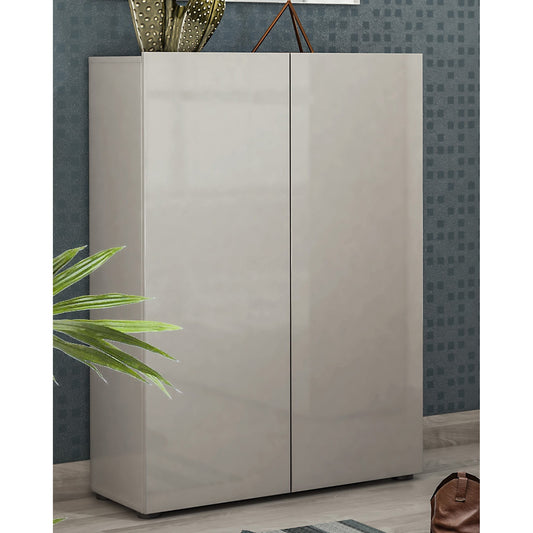 Vida 2 Door 80cm Grey Gloss 25 Pair Shoe Storage Cabinet - FurniComp