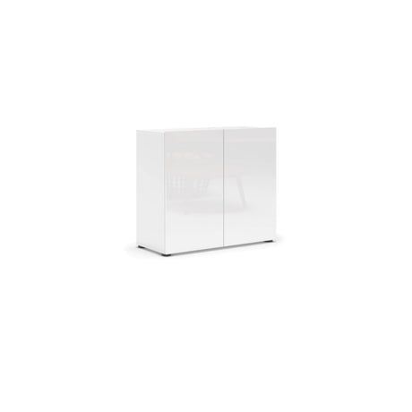 Vida 2 Door 90cm Small Compact White Gloss Sideboard - FurniComp