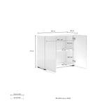 Vida 2 Door 90cm Small Compact White Gloss Sideboard - FurniComp