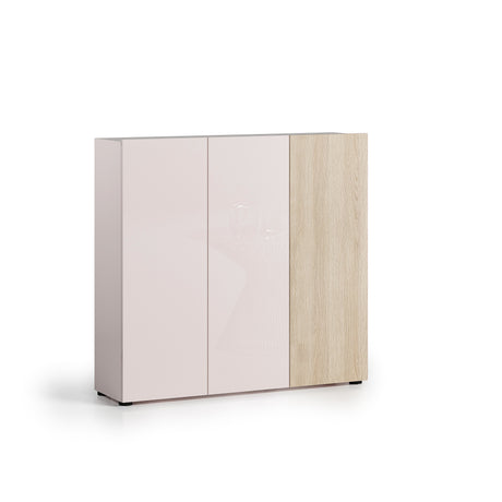 Vida 3 Door 120cm Cashmere & Oak 30 Pair Large Shoe Cabinet - FurniComp