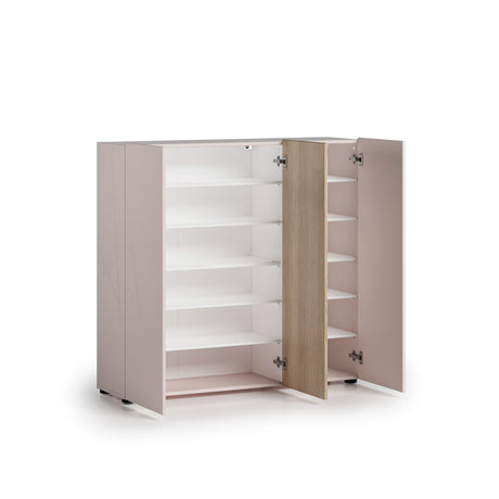 Vida 3 Door 120cm Cashmere & Oak 30 Pair Large Shoe Cabinet - FurniComp