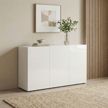 Vida 3 Door 135cm White Gloss Sideboard - FurniComp