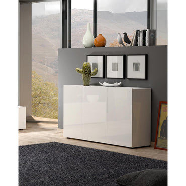 Vida 3 Door 135cm White Gloss Sideboard - FurniComp