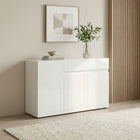 Vida 3 Door 1 Drawer 135cm White Gloss Sideboard - FurniComp