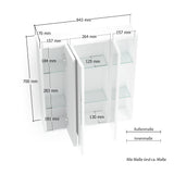 Vida 3 Door 60cm White Gloss Mirrored Wall Mounted Bathroom Cabinet - FurniComp
