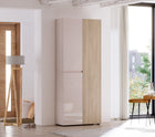 Vida 3 Door 80cm Cashmere & Oak Tall Shoe Cabinet/Storage Cupboard - FurniComp