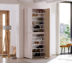 Vida 3 Door 80cm Cashmere & Oak Tall Shoe Cabinet/Storage Cupboard - FurniComp