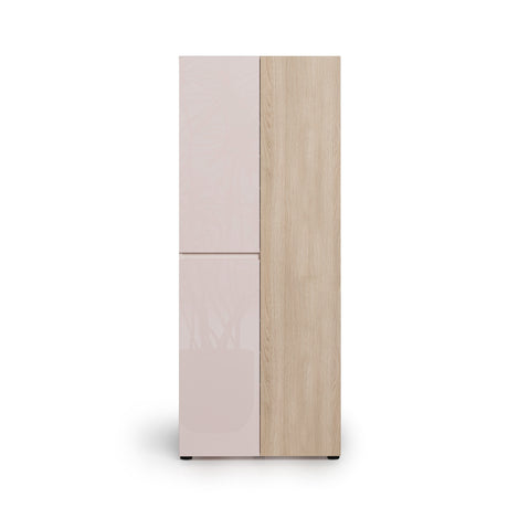 Vida 3 Door 80cm Cashmere & Oak Tall Shoe Cabinet/Storage Cupboard - FurniComp