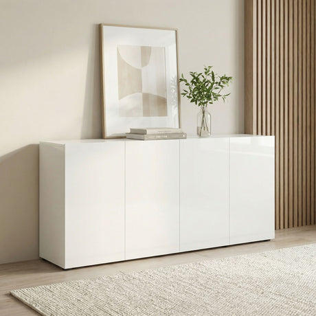 Vida 4 Door 180cm Large White Gloss Sideboard - FurniComp