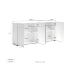 Vida 4 Door 180cm Large White Gloss Sideboard - FurniComp