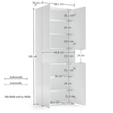 Vida 4 Door 68cm White Gloss Tall Bathroom Storage Cupboard Cabinet - FurniComp