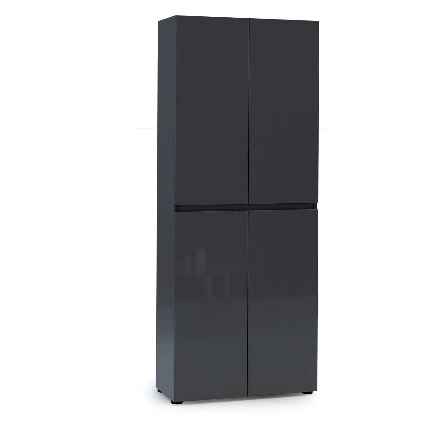 Vida 4 Door 80cm Anthracite Gloss Tall Shoe Cabinet/Storage Cupboard - FurniComp