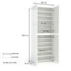 Vida 4 Door 80cm White Gloss Tall Shoe Cabinet/Storage Cupboard - FurniComp