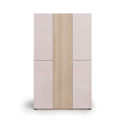 Vida 5 Door 120cm Cashmere & Oak Tall Shoe Cabinet/Storage Cupboard - FurniComp