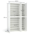 Vida 6 Door 122cm White Gloss Tall Shoe Cabinet/Storage Cupboard - FurniComp