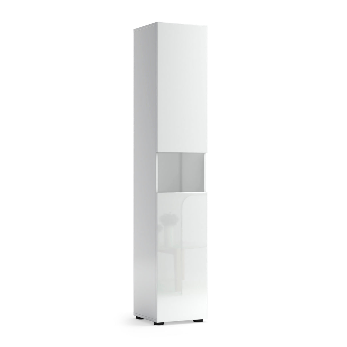 Vida 2 Door 34cm White Gloss Tall Free Standing Bathroom Storage Cabinet - FurniComp