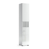 Vida 2 Door 34cm White Gloss Tall Free Standing Bathroom Storage Cabinet - FurniComp