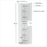 Vida 2 Door 34cm White Gloss Tall Free Standing Bathroom Storage Cabinet - FurniComp