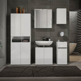 Vida 2 Door 600mm White Gloss Free Standing Under Sink Bathroom Cabinet - FurniComp