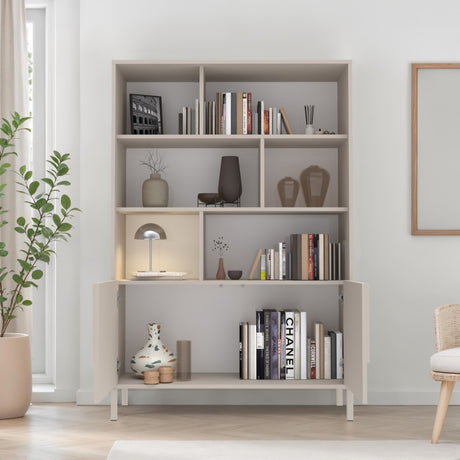 Vienna 100cm 2 Door Tall Cashmere Bookcase - FurniComp