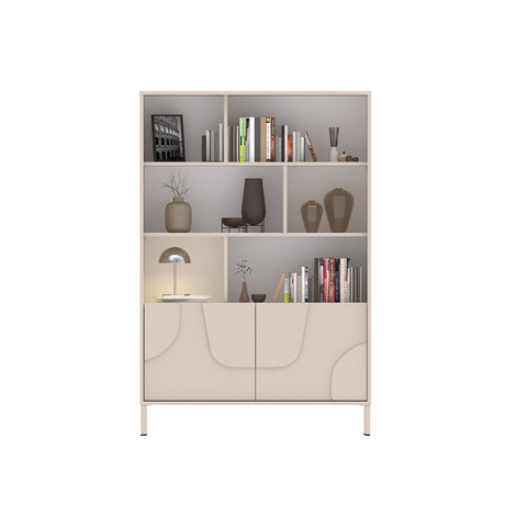 Vienna 100cm 2 Door Tall Cashmere Bookcase - FurniComp