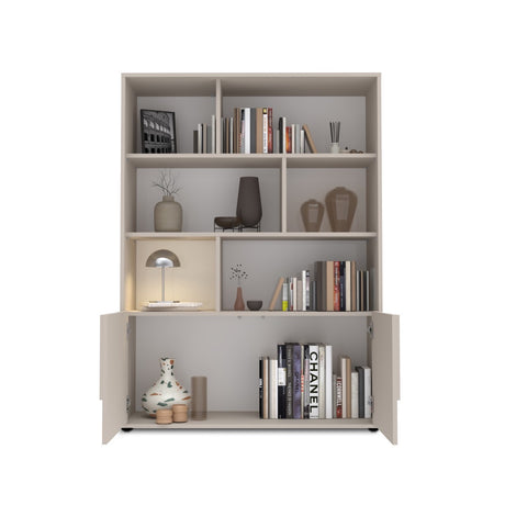 Vienna 100cm 2 Door Tall Cashmere Bookcase - FurniComp