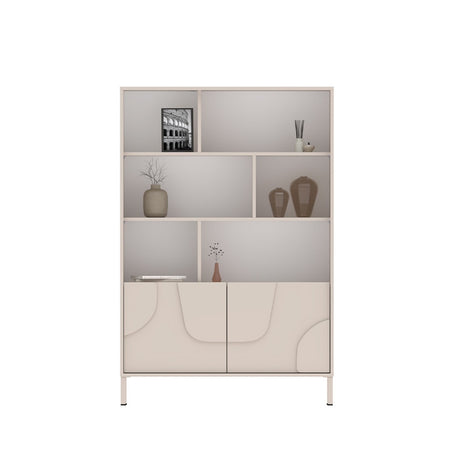 Vienna 100cm 2 Door Tall Cashmere Bookcase - FurniComp
