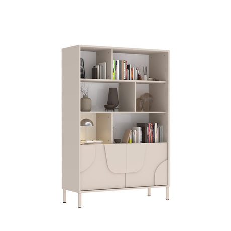 Vienna 100cm 2 Door Tall Cashmere Bookcase - FurniComp