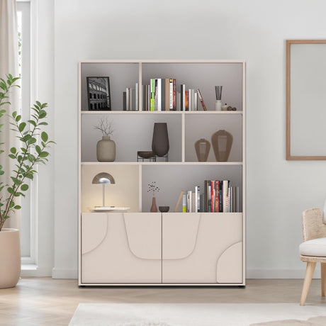 Vienna 100cm 2 Door Tall Cashmere Bookcase - FurniComp