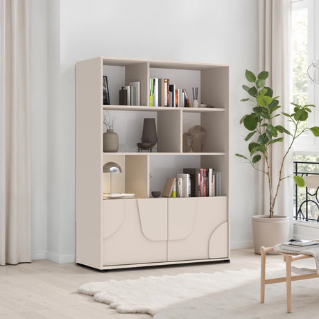 Vienna 100cm 2 Door Tall Cashmere Bookcase - FurniComp