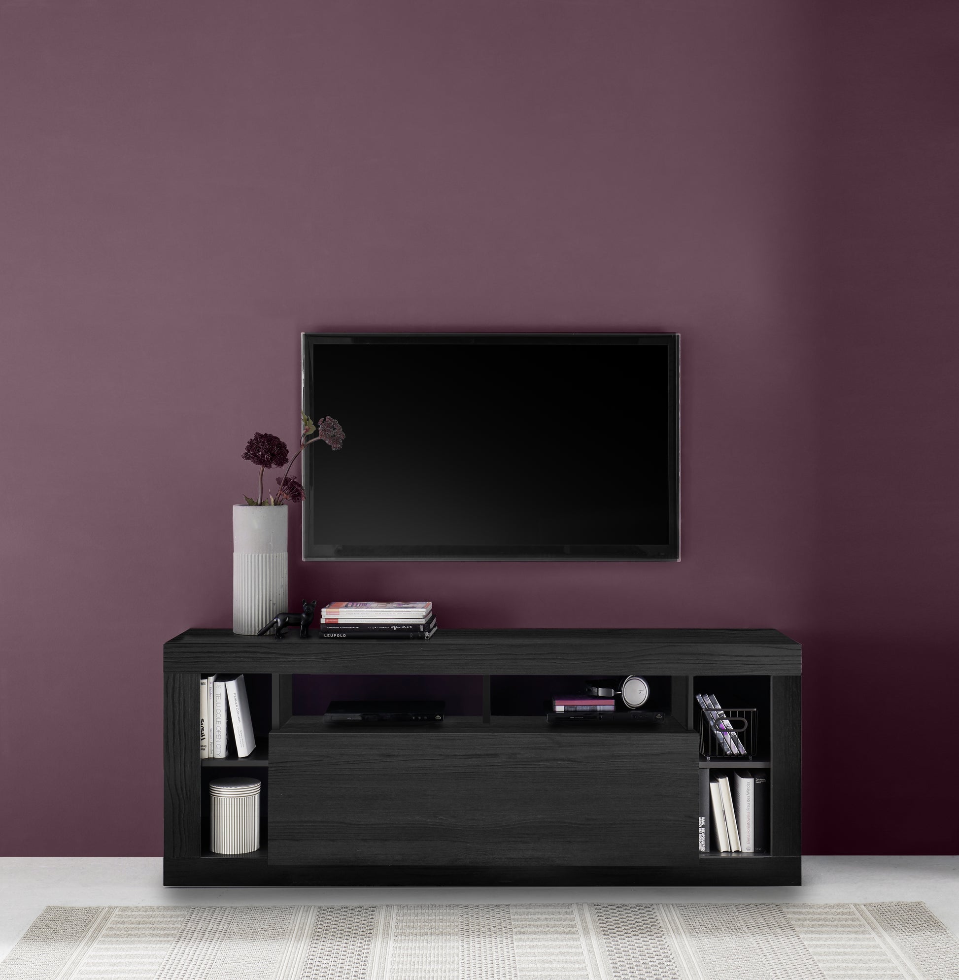 Viola 1 Door 172cm Black Oak TV Stand Up To 75 Inch - FurniComp