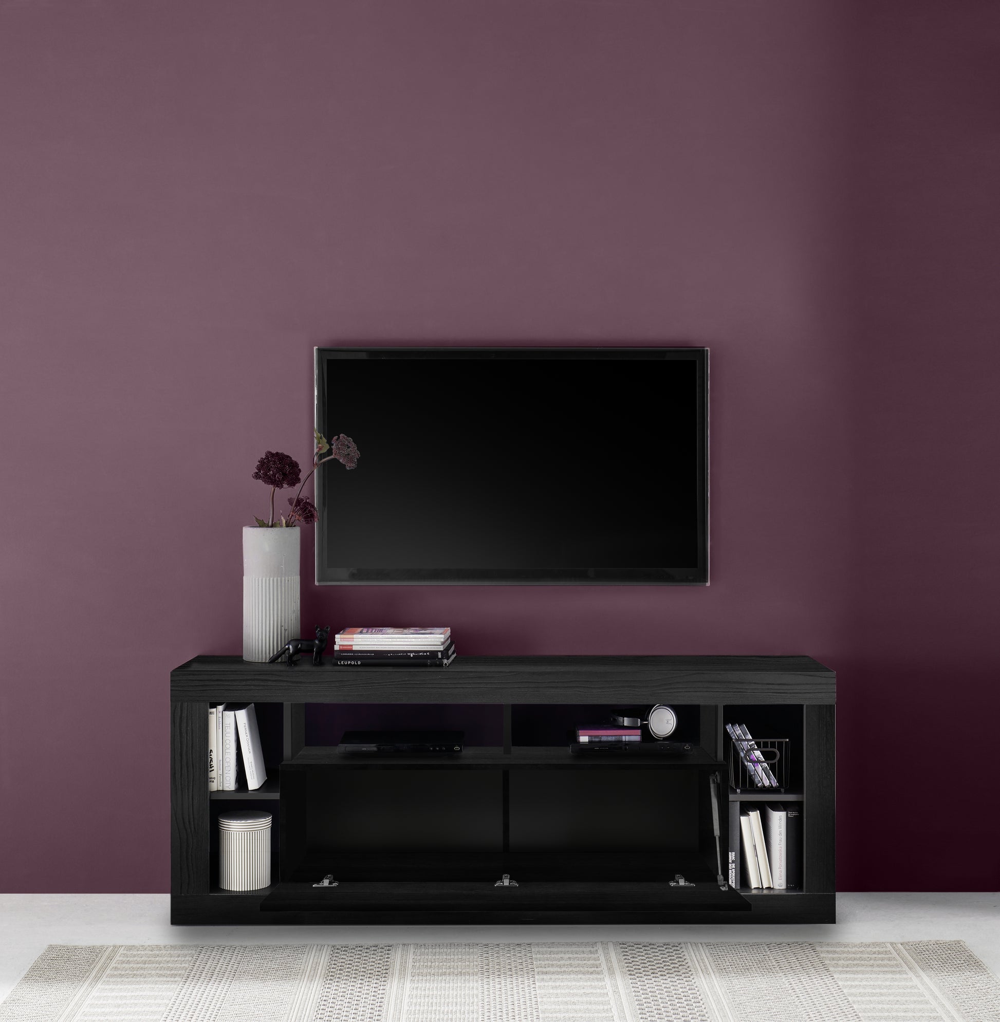 Viola 1 Door 172cm Black Oak TV Stand Up To 75 Inch - FurniComp