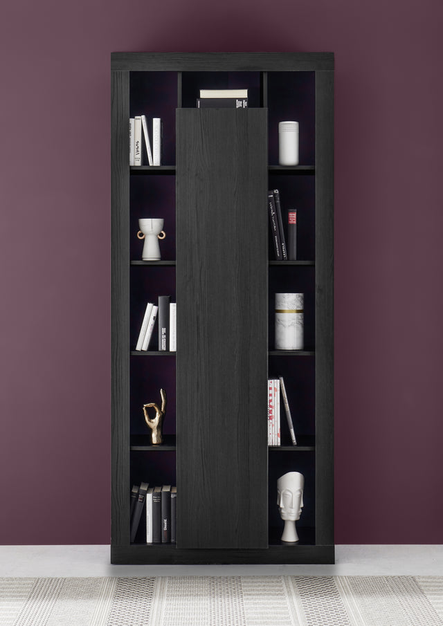 Viola 1 Door Black Oak Bookcase - FurniComp