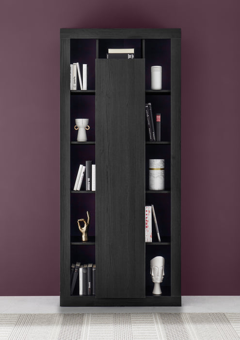 Viola 1 Door Black Oak Bookcase - FurniComp