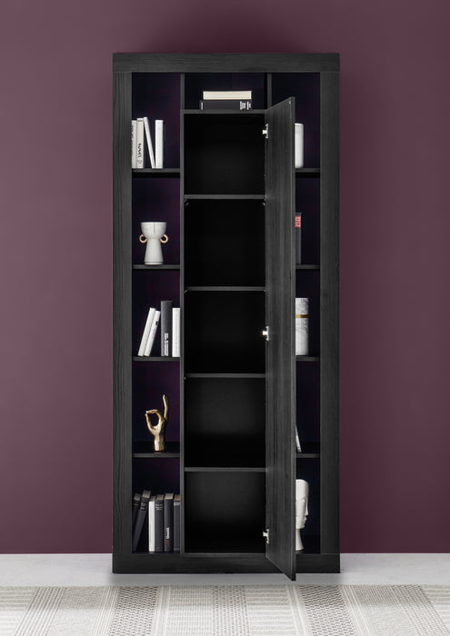 Viola 1 Door Black Oak Bookcase - FurniComp