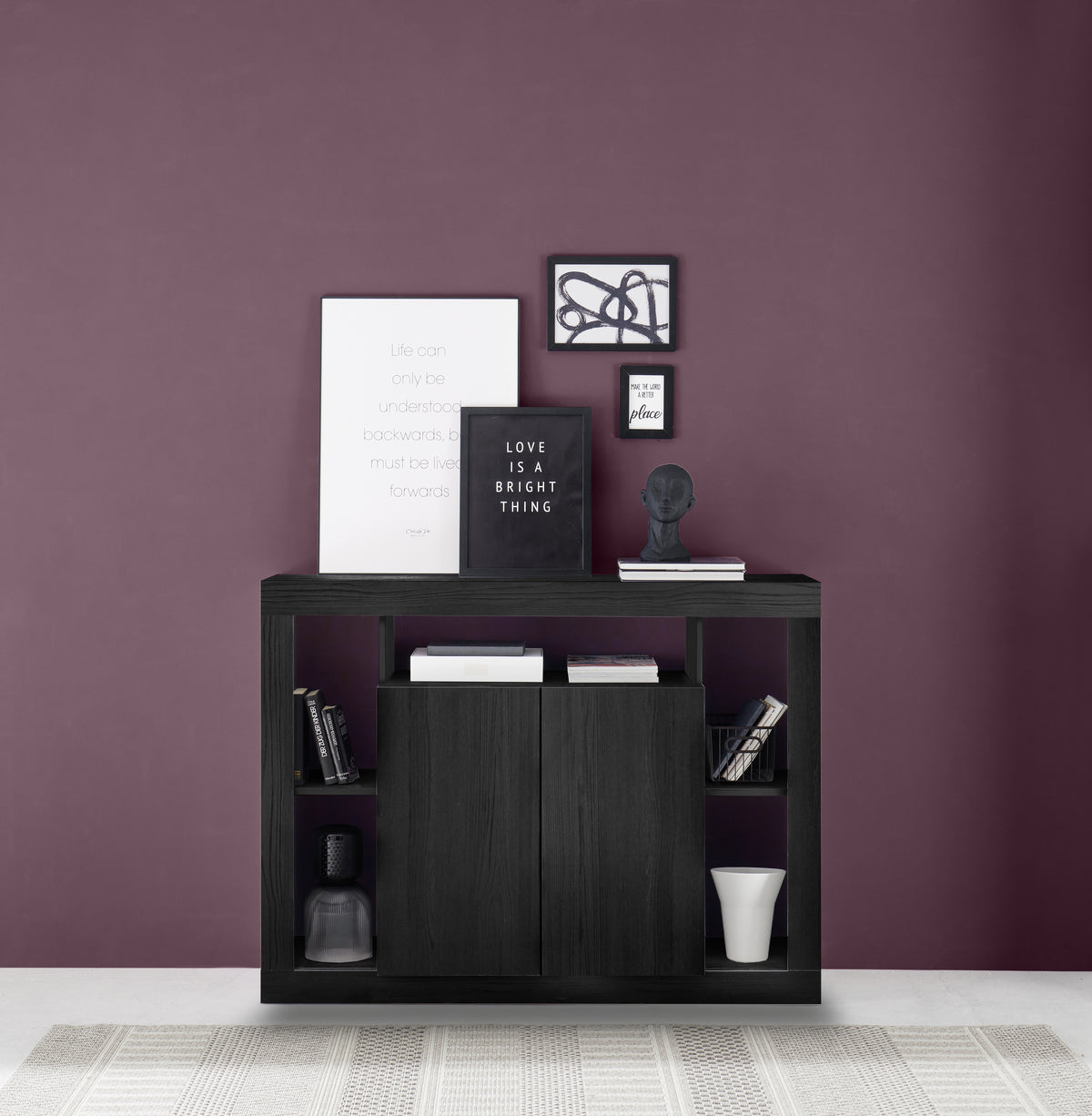 Viola 2 Door Black Oak Small Sideboard — FurniComp