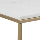 Violet 120cm Rectangle Coffee Table- White Marble & Gold - FurniComp