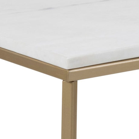 Violet 120cm Rectangle Coffee Table- White Marble & Gold - FurniComp