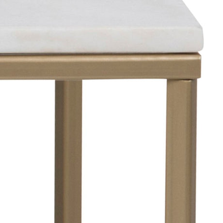 Violet 120cm Rectangle Coffee Table- White Marble & Gold - FurniComp