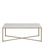 Violet 120cm Rectangle Coffee Table- White Marble & Gold - FurniComp