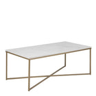 Violet 120cm Rectangle Coffee Table- White Marble & Gold - FurniComp