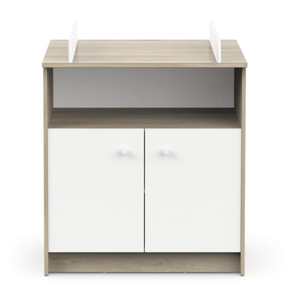 Violet 2 Door Baby Changing Table- Matt White & Kronberg Oak - FurniComp